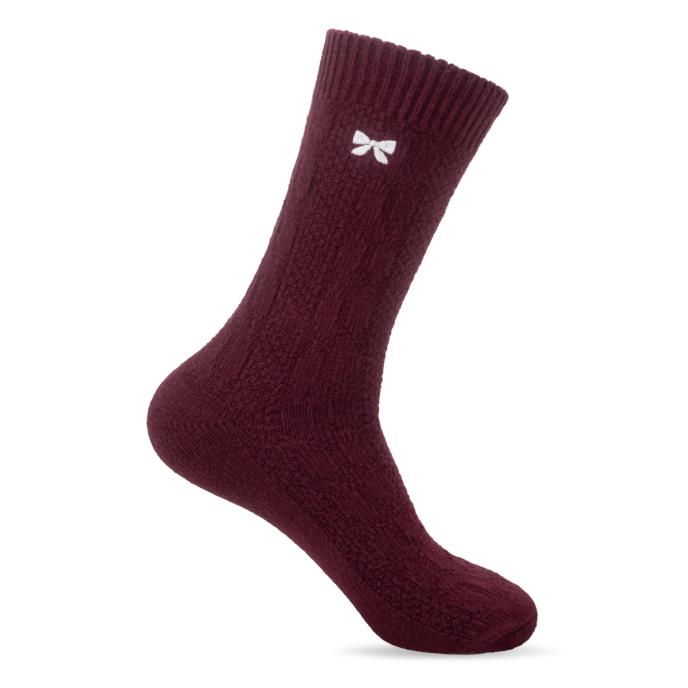 totes toasties® Ladies Supersoft Ankle Socks With Embroidery Burgundy / Cream / Grey Extra Image 3